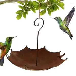 Andere Vogelversorgungen kreativer Hänge für hängende Feeder -Regenschirm -Form -Papageien Tablett rostige Metallpapagei Trough Shelirbad Outdoor Gartendekoration Dekor