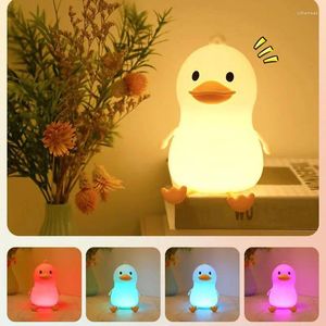 Night Lights Silicone Duck Light Touch Switch Lamp Remote Control RGB Color Adjustment Table For Children Bedroom