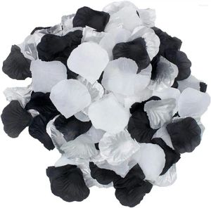 Декоративные цветы 900pcs белый серебряный черный черный шелковой шелковый лепесток роз ваза рассеяние конфетти проход бегун на свадьбу