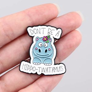 Brooches Cartoon Character Hippo Enamelled Pins Cool Quote Brooch Clothing Backpack Lapel Badges Fashion Jewelry Accessories Gifts