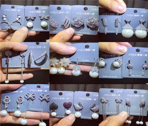 Lyxdesigner smycken kvinnor örhängen mode märke 925 sterling silver nål pärla örhängen lady pärla långa örhängen gåva3693521