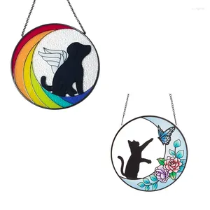 Dekorative Figuren Mond bemalte Glasschiffe Sonnencatcher Acrylfenster Wand Hanging Ornament für Schlafzimmer Wohnzimmer Balkon