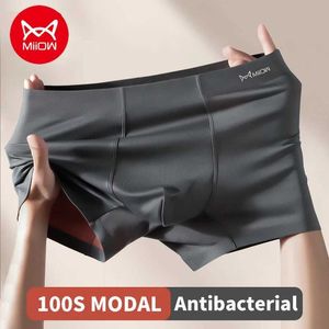 Miiow 3pcs 100S Modal Mens Boxershorts Mulberry Silk 3A Antibacterial Underwear Boxers Male Panties Sexy Man Underpants Boxer Y240507