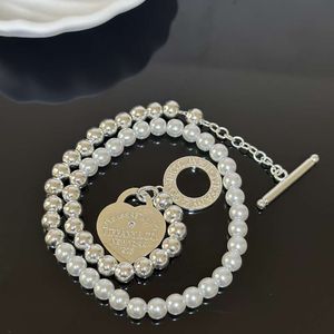 Tiffanyitys S925 Серебряный TiffanyJewelry Heart Pendants Новый жемчужный мяч браслет, чтобы пристегнуть любовь алмаз