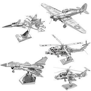 3D Metal Puzzles DIY Manual Military F35 J20 SU34 Fighter Aircraft Shuttle Helicopter Mars Probe Assemble Model Jigsaw 240510