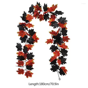 Flores decorativas 1.8m Artificial Black Rattan Vine Halloween Decoração de casa Interior Simulação pendurada Rose Garland Plants