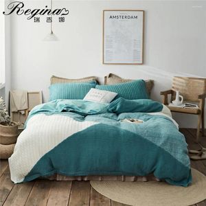 Bedding Sets Regina Contrast Contraste Cor de malha juvenil Green Nórdico Decoração caseira acolhedora Cover de colcha colcheted colchecase linho de cama