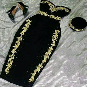 فستان أسود صغير الجزائري كوكتيل الفساتين العربية الذهب