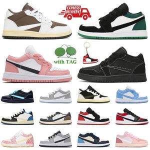 Projektant Buty koszykówki dla dzieci Dziewczyny Dzieci Skoczki Trenerzy Outdoor Wolf Gray Unc Digital Różowy odwrotny MOCKA PANDA 1S Low Youth Sneakers Sport