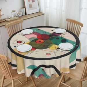 Bordduk rund monterad wassily kandinsky abstrakt mönster vattentät bordduk 60 tum täckning för kök matsal