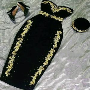 فستان أسود صغير الجزائري سهرة الكوكتيل فساتين العربية الذهب