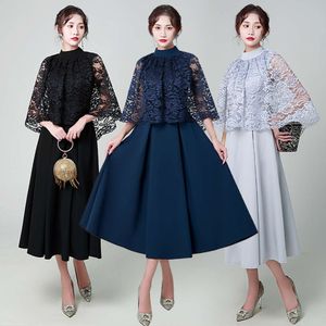 For Evening Women In New Navy Blue Color Can Be Worn On Weekdays Long And Elegant Annual Meeting Dress