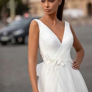 Vestidos de passarela Vestido de noiva elegante de noiva Apliques de decote em V Appliques Sexy Aberto Vestido A-Line A-Line Dress Formal Notor 2024 Novo
