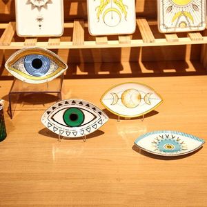 Decorative Figurines Devil's Eye Elliptical Ceramic Tray Style Funny Irregular Fruit Bowl Coffee Shop Dessert Breakfast Plate Trinket