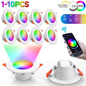 LED Downlight Tuya Smart Lamp Smart Life Spot Spot Bluetooth Lamps Atmosphere Night Light RGB تغيير الأضواء الباردة الدافئة