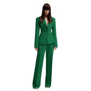 Others Apparel Grn Womens Suit Wedding Dress Set 2 Piece Formal Party Work Wear Slim Fit Pants Custom Color Size Outfit Y240509