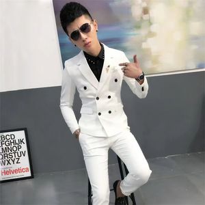 Erkekler Suits Blazers Moda Erkekler Çifte Kesilmiş Ekose Takım Pantolon 2 PCS Seti / Erkek İnce Fit İş Düğün Blazers Ceket Pantolonları #30