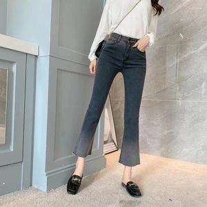 Jeans da donna Donne di grandi dimensioni ad alta vita Fashion flare pantaloni Trendyol gradiente blu pantaloni coltivati coreani 2024 abiti estivi