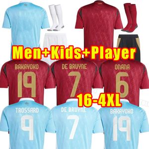 Belgien 2024 2025 Fußball -Trikot -Nationalmannschaft de Bruyne Hazard Courtois Lukaku Tielemans 24 25 Batshuayi Fußball -Hemd Kits Männer Erwachsener 3xl 4xl