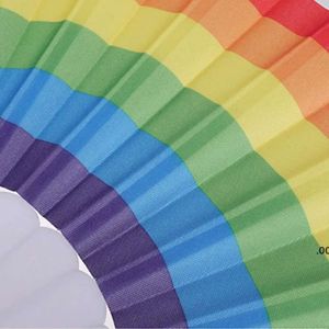 Falten Sie bunte Handfans Art Rainbow Fan Summer Accessoire für Geburtstag Hochzeit Dekoration Party Bevorzugung Geschenk ZZD8870