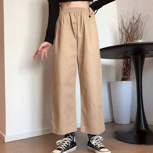 Women's Pants Capris 2023 Autumn Winter New Baggy Pants Woman Commuting Versatile Wide Leg Pants for Women Khaki Cotton Nine-minute Pants Y2k Ladies Y240509