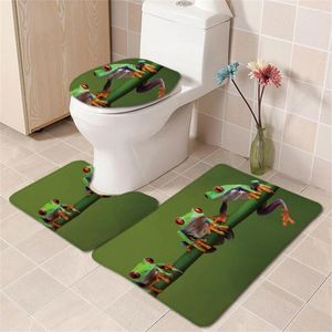 Banheira tapetes de animais banheiros de sapo de animais de três peças de tapete natural de tapete não deslizante absorvente