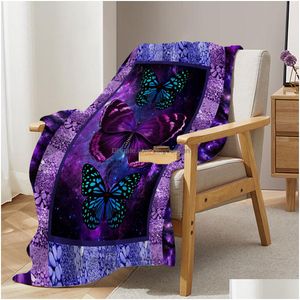 Coperte farfalla lancia coperta viola e design blu per bambini adts accogliente divano divano letto soggiorno 230923 consegna goccia casa giardino dhica