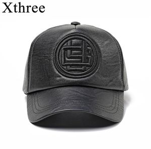 xthree Fall Winter Leather Baseball Cap Faux Leather Winter Hat Hat Snap Back Hat для мужчин повседневная шапка мода высокое качество 2201154263631