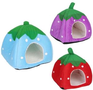 Kattbäddar möbler söta jordgubbar husdjur säng hund kattunge valp grotta kennel hus med mat vikbar R3MA3725918