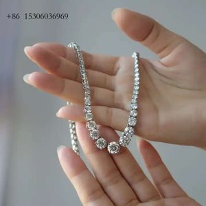 Hot Selling Fine Jewelry 10K White Gold Round Diamond Moissanite Tennis Chain Necklace