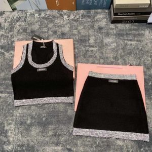 Two Piece Dress Women's Pullover Bottom Shirt Short 24 Spring Fashion Letter Temperament Versatile Slim Two-piece Dresses One Size