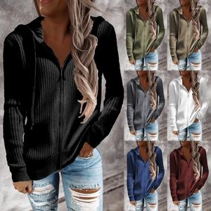 Women's Knits Women Knitted Zip Up Long Sleeve Sweatshirt Sweaters Autumn Spring Hooded Knitwear Cardigan Coats YEDFS-X2350