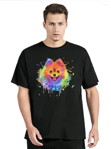 Herren T-Shirts Pom Welpe Besitzer Hemd lustige bunte Kunst pommerianische Hundetier Grafik T-Shirt Kurzarm Baumwollgeschenke T-Shirt Herren Kleidung