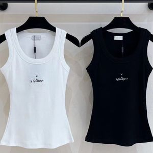 Tank top mulher grife de grife de luxo bordado com colete sem mangas camis camis algodão puro malha na moda camisole camisetas pulôver sports sports de verão verão