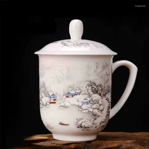 Tazze da tè tazza da tè in ceramica in ceramica in ceramica in porcellana in porcellana blu e bianca Incontro con la tazza d'acqua con coperchio Kungfu
