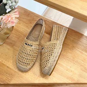 designer di lusso Espadrilles Women Shoes Casual Summer Platform Platform Spring con lettere trigonometriche logo poca ragazza paglia di corda di paglia intrecciata unica malata euro 35-41 con scatola