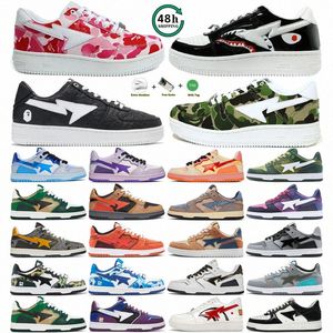 Tênis tênis tênis sapatos choque8 designer sta sk8 homens baixos homens patente 20th couro abc camufleflage preto branco rosa verde skate5ttk#