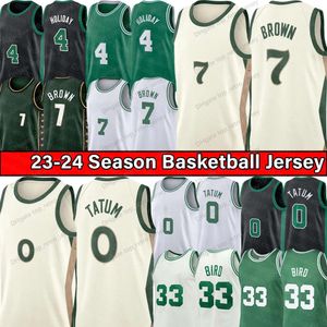 0 Jayson Tatum Basketball Jerseys Jaylen Brown City Celtices Jersey 4 Jrue Holiday Retro Larry 33 Bird 2023-24 Mens Kids Youth Green Edition Рубашка S-XXL