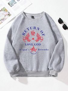 Kadınların kapüşonları aşk dönüşü tanrı, kapüşonlu kadın moda büyük boyutlu vintage rahat sweatshirt rahat polar yumuşak kazak