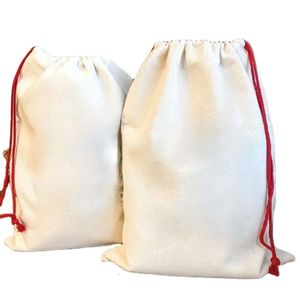Tela poliestere 100% sacchetti di Natale regali vuoti sublimazione bulk santa sack con cottore rosso per la conservazione dei regalo di grandi dimensioni