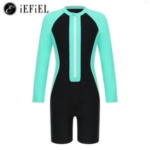 Swimwear's Swimwear UNSIEX Girls Boys One Piece Boyleg Swimsuit manica lunga cerniera Front Wetsuit Wetsuit Beach Baming Bareding Abita