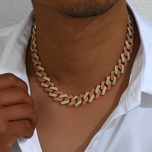 modische ol -Stil -Herren Halskette Nische Doppelreihe Diamant eingelegtes Design Kubanische Kette Personalisierte Hip Hop Langkette Designer Design Urlaub Geschenke