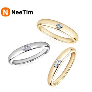 Neetim D Color Princess Oval Emerald Cut Ring 925 Стерлинговое серебряное серебряное обручальные кольца для женщин для женщин 240428