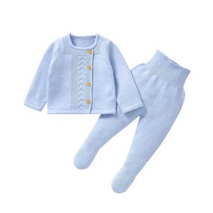 Set di abbigliamento inverno bambina abito colorato solido autunno autunno giacca maglione a maglia a maniche lunghe+brousseau set di abbigliamento set per bambini setl2405