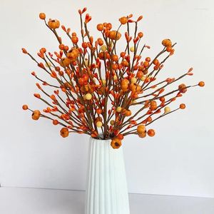 Dekorativa blommor 1 st konstgjorda hösten bär pumpa gren höstblommor växt för tacksägelse bröllop hem diy dekor blommor arrangemang