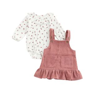 Conjuntos de roupas lioraitiin 0-18m recém-nascido bebê menina de outono conjunto de primavera outono de manga longa vestido de estampa de flor top top traje de tração sólida