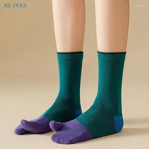 Women Socks 1 Pair Unisex Two-Toed Simple Mixted Corlor Tabi Japanese Clogs Spring Autumn Split-Toed