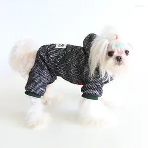 Dog Apparel Puppy Small Jumpsuit Clothes Hoodies Grey Fleece Coat For Pet Romper Threaded Cuffs Costume Chihuahua Poodle