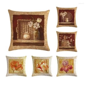 Pillow Flower Printing Tampa de linho de algodão Sofá Casa Decorativa Inglaterra Pronha Floral Retro ZY227