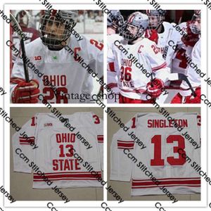 Vin Ohio State Buckeyes costurou a camisa de hóquei da faculdade Kesler Sean Romeo Jennings Evan Moyse Dakota Joshua Caponigri Kamil Sadlocha Ege Nap napina